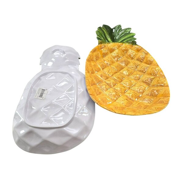 Pineapple Shaped Serving Plates Set Of 2 For Luau Hawaiian Theme Party dh930 - Picture 7 of 7